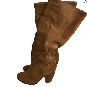 Knee-High Wide-Calf Tan Suede Women's Boot